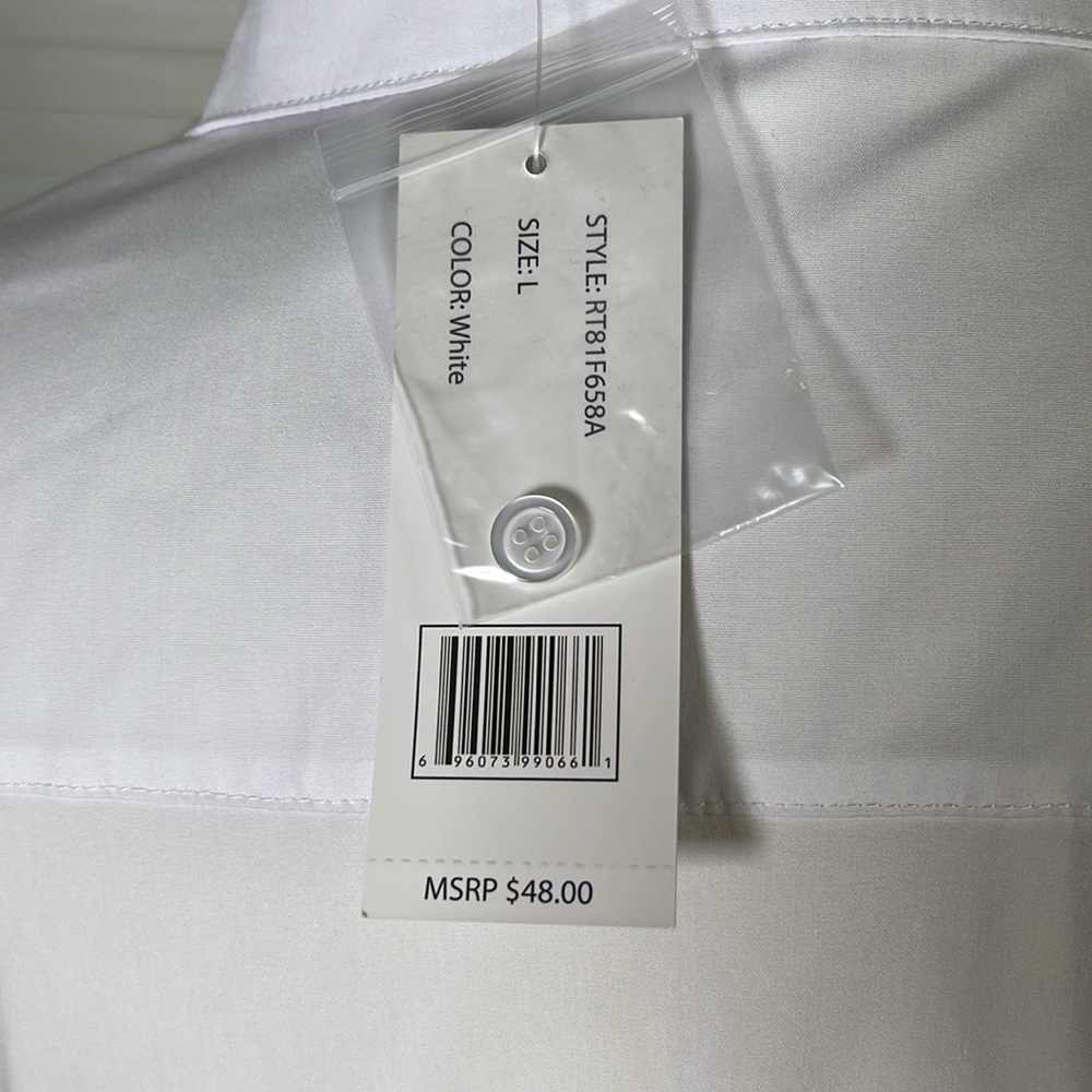 New: Zac & Rachel. Bottom down women’s shirt, color: White. Size: L.Woven + Knit - Picture 8 of 15